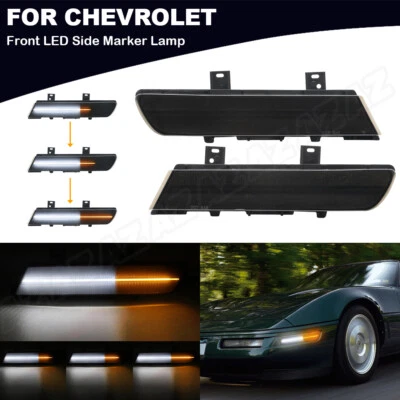 For 91-96 Chevrolet Corvette C4 Dynamic LED Side Marker Turn Signal Light Smoked Foto 1 de 4