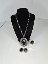 Vintage Whiting & Davis Hematite Jewelry Set | Necklace | Clipon Earrings | Ring