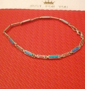 Precioso brazalete de tenis de plata esterlina 925 ópalo azul ideas de regalo de lujo  - Imagen 1 de 8