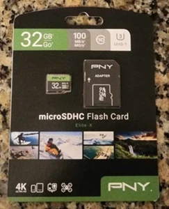 PNY 32 GB microSDHC Elite-X Memory Flash Card - NEW - Picture 1 of 4