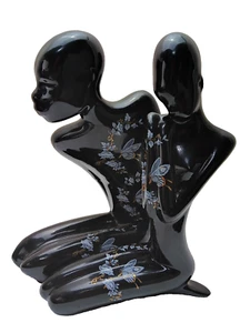 Art Sculptures Abstract Human Form Body Black High Gloss Statues 10 Inches Tall - Picture 1 of 14