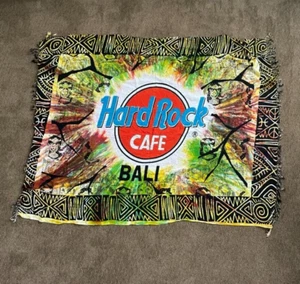 "Hard Rock Cafe Bali Sciarpa Rettangolare Tribale Cravatta Tintura Finitura Frange 56"" x 46" - Foto 1 di 7