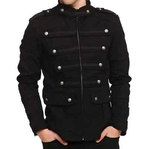Men’s Black Gothic Steampunk Vintage Military Parade Guard Uniform Band Jacket - Picture 1 of 4