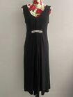 Liz Jordan Black Strappy Midi Coctail Dress With Sequin Waist Detail Size 10