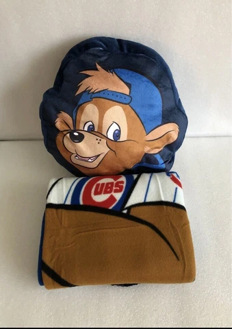 CHICAGO CUBS MASCOT CLARK THE BEAR BLANKET and PILLOW SET Cover