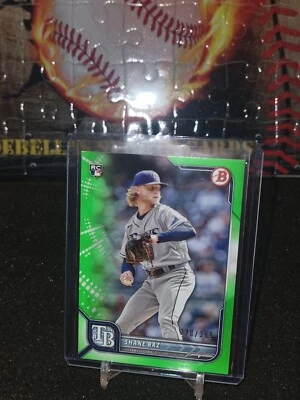 2022 Bowman Shane Baz #90 Paper Green #/399 RC Tampa Bay Rays - Image 1 of 2