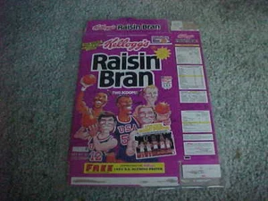 1992 USA Basketball Raisin Bran Cereal Box Family Back Larry Bird Karl Malone - Picture 1 of 2