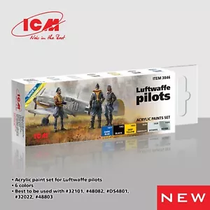 Set vernici acriliche piloti Luftwaffe grigio giallo marrone verde blu 12 mlх6 ICM 3046 - Foto 1 di 7