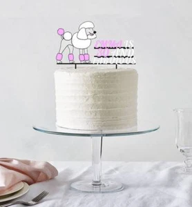 Caniche Amante de Mascotas o Perros Plástico Decoración de Pasteles CUALQUIER COLOR Personalizable Nombre y Edad - Imagen 1 de 4