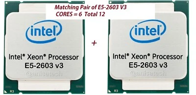 2X {Intel Xeon E5-2603 V3 1.60GHZ Processor SR20A 15MB 6.4GT/s LGA2011-3} - Image 1 of 3
