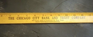 Vintage Holzlineal Chicago City Bank. Bank der Südseite. - Bild 1 von 8