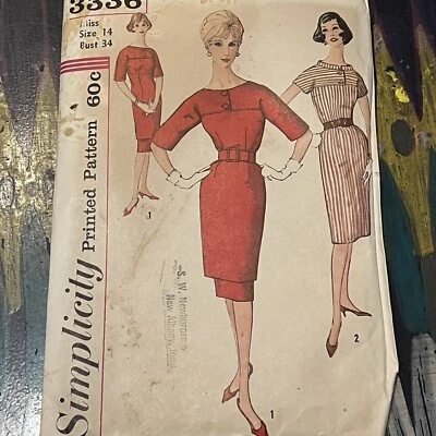 Vintage 1960s Simplicity 3336 MCM Dress + Tunic Sewing Pattern 14 Bust 34 UNCUT - Image 1 of 4