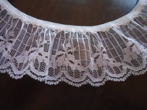 White Gathered Lace Scalloped Bottom Edge 2” Wide X 7.06 Yards - Picture 1 of 4