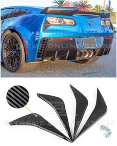 EOS For 14-19 Corvette C7 | HYDRO CARBON FIBER Rear Bumper Air Diffuser Fins - Picture 1 of 12