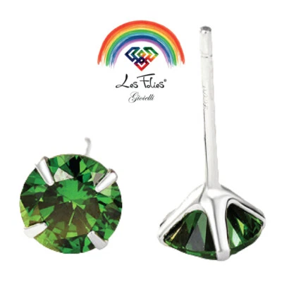 Coppia di Orecchini Punti Luce Verde in argento 925 - Rainbow Collection - Immagine 1 di 4