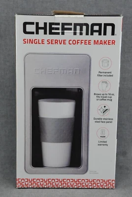 CHEFMAN Single Serve Coffee Maker RJ14-M-S-GREY Stainless Steel  Tested - Image 1 of 3
