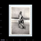 Vintage Photo BEACH SCENE LEGGY WOMEN PINUP