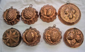 Backform Gelatine- Pudding- Form Kupferform Konvolut 8 Stück Wandaufhänger - Bild 1 von 21