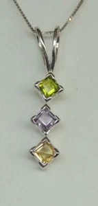 Edler 1,26 Carat Edelstein Anhänger 925 Silber Peridot Citrin Amethyst Schmuck C - Bild 1 von 1
