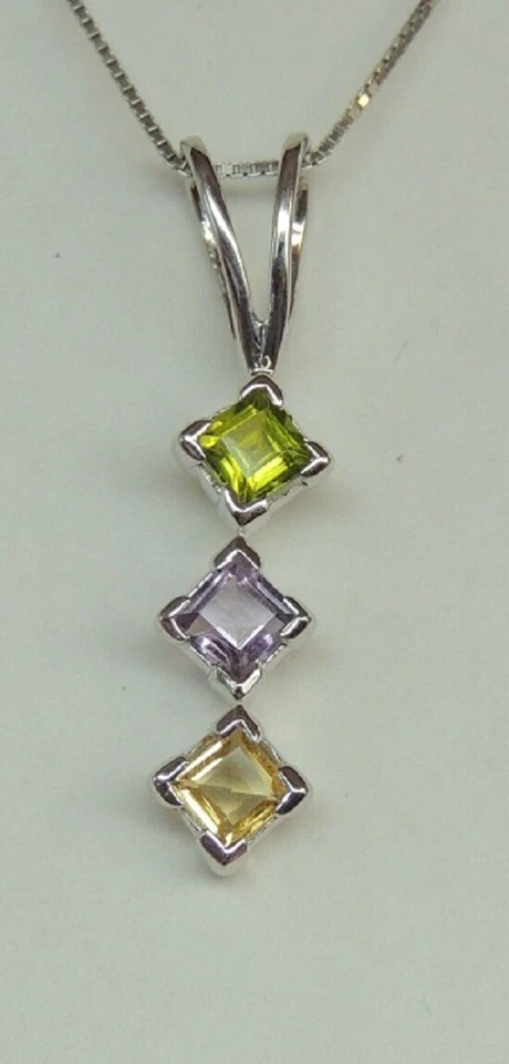 Noble 1,26 Quilates Gema Colgante 925 Plata Peridoto Citrino Amatista Joya C - Imagen 1 de 1