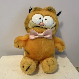 Vintage Dakin Garfield 1978 1981 Plüsch 100 % rein Garfield lächelnde Arme offene rosa Schleife - Bild 1 von 9