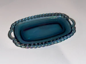 Indiana Glass Blue Carnival Glass Tray Harvest Dish - Picture 1 of 2