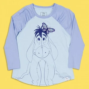 Official Loungefly Disney Winnie The Pooh Eeyore Shirred Raglan T-Shirt - Picture 1 of 4