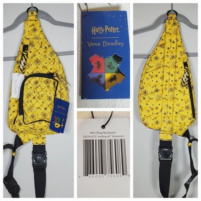 Vera Bradley x Harry Potter Hufflepuff Elements Mini Sling Backpack Deathly  New - Image 1 of 4