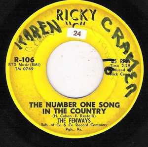 FENWAYS RICKY 106 THE NUMBER ONE SONG IN THE COUNTRY VG + 45 RPM - Picture 1 of 2
