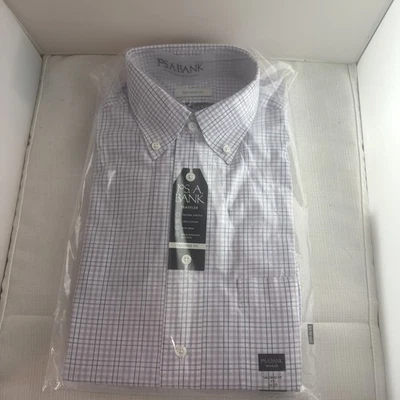 Jos A Bank Men's SZ 15-34/35 Traveler Dress Shirt White/Purple/Blue TF NWT - Image 1 of 4