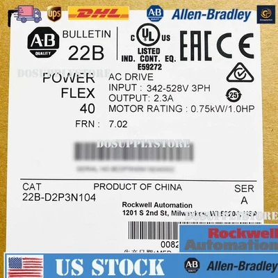 22B-D2P3N104 22BD2P3N104 Allen Bradley PowerFlex 40 AC Drive EXCEDENTE EN CAJA 2023 Foto 1 de 4