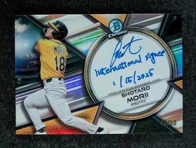 2025 Topps Bowman Chrome SHOTARO MORII 46/50 RC Auto Prime Choice Next Ohtani - Image 1 of 3