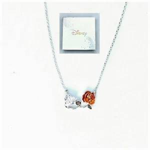 Disney Beauty And The Beast Enchanted Rose And Heart Necklace - Picture 1 of 9