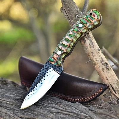 Cuchillo EDC lavado con ácido de acero 1095 hecho a mano personalizado camping supervivencia caza cuchillo Foto 1 de 4
