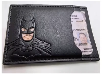 Batman Style PU Leather Wallet with ID Window Card Holder Superhero Mask Design - Image 1 of 4