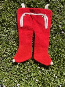 Vintage Red Santa Pants Stocking Britches Plush Pants White Trim  Christmas Felt - Picture 1 of 8
