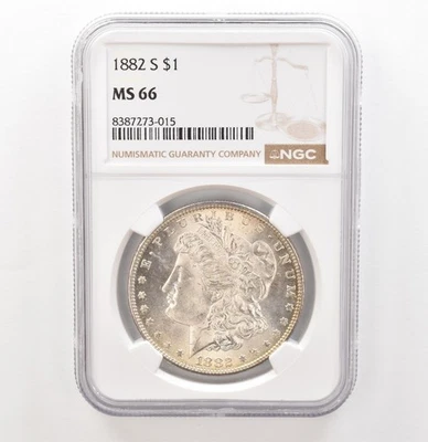 1882-S Morgan Silver Dollar MS66 NGC Beautiful Tone Reverse *3937 - Image 1 of 3