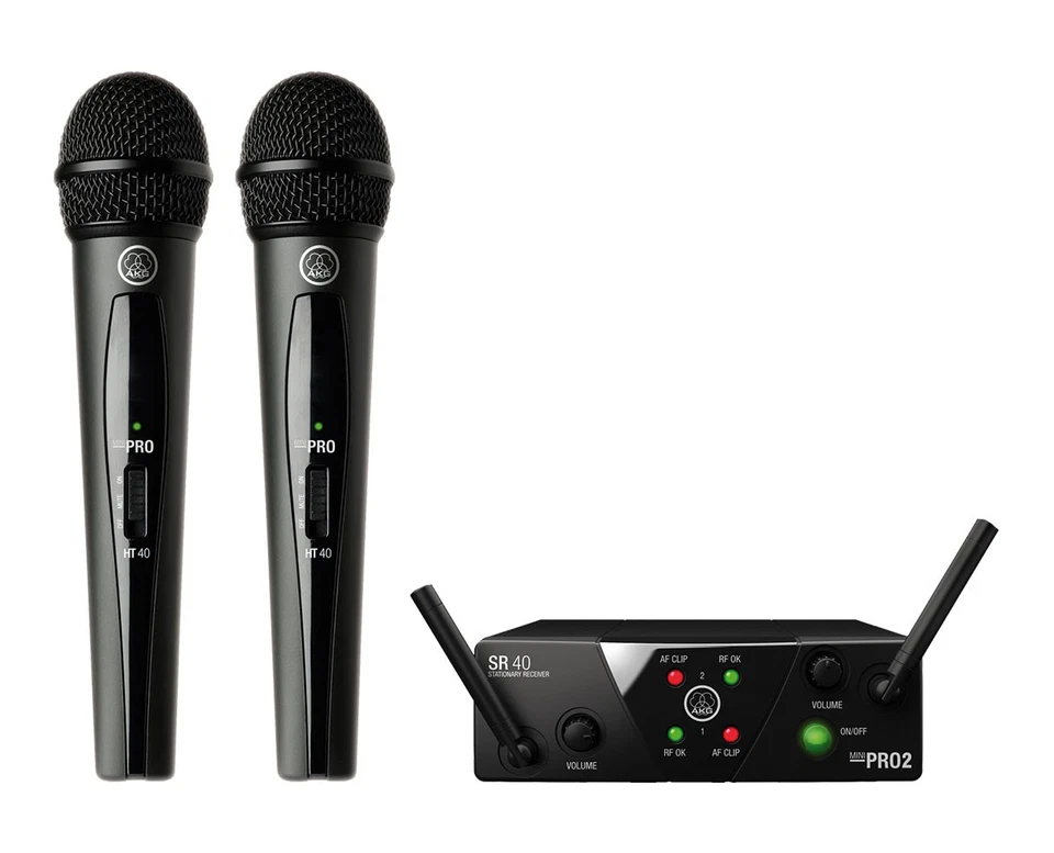 AKG WMS40 Mini Juego Vocal Dual Sistema de Micrófono de Mano Inalámbrico (Banda B/D) Foto 1 de 1
