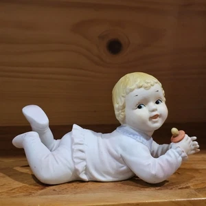 6.5" Long Norleans Bisque Piano Baby Girl Pajama Baby Girl With Pacifier - Picture 1 of 7