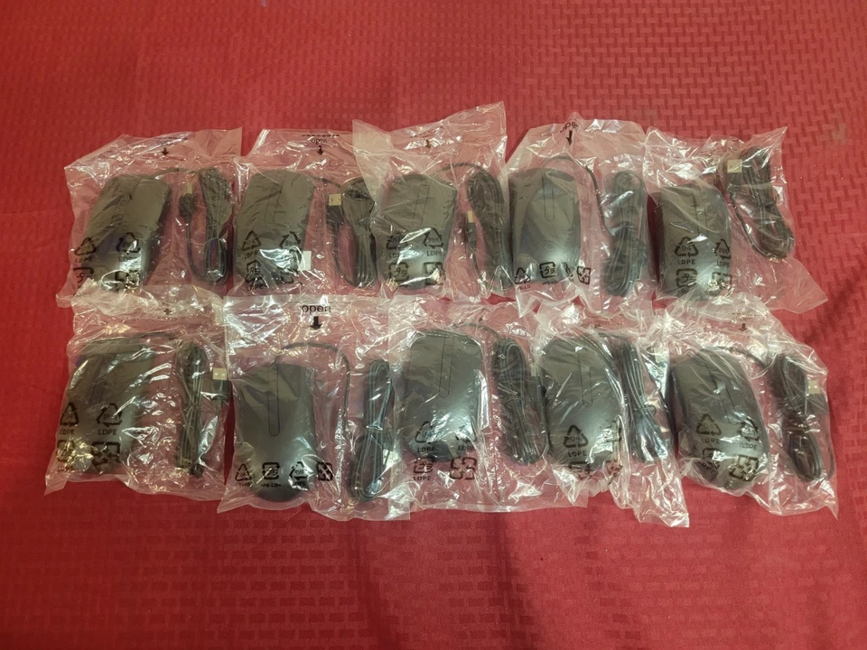 Lote de 10 NUEVO Dell MS116T1 Óptico USB con Cable 3 Botones Rueda de Desplazamiento Mouse Foto 1 de 2