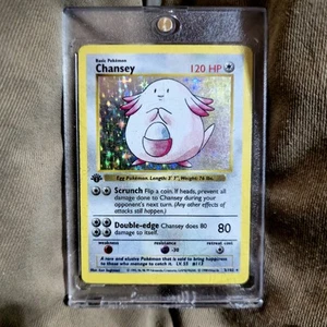 1st Edition Shadowless Base Set Chansey 3/102 Holo Rare Pokemon Card EXC/LP - Picture 1 of 3