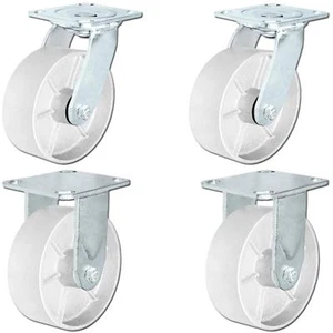 CasterHQ - 6" x 2" Semi-Steel Wheel Casters - 2 Swivel & 2 Fixed Casters - Picture 1 of 2