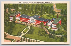 Airplane Aerial View of Sullins College Bristol VA Virginia Linen Postcard - Picture 1 of 2