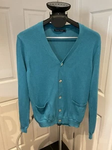 WOOLOVERS Turquoise Lightweight Cardigan Size S Mother Of Pearl Type Buttons - Picture 1 of 4