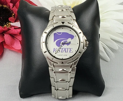 K-State Wildcats Fanitude Watch Mens Stainless Steel 8 inches New Battery KSU Cover