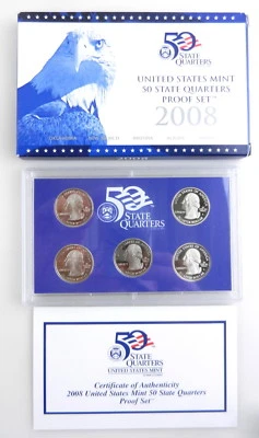 2008 US Mint 5 STATE QUARTER Proof Set OK NM AZ AK HI w/ Box & COA 5 Coins  C11 - Image 1 of 3