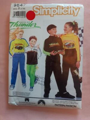 Simplicity 9847 Vintage "Days of Thunder" Child's Pants & Top Pattern Size 7-14 - Image 1 of 2