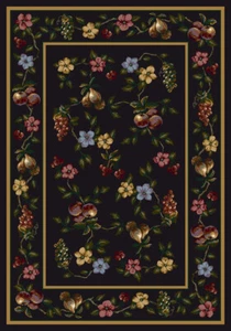 Milliken Black Transitional Casual Pears Petals Area Rug Floral Lorelei Onyx - Picture 1 of 9