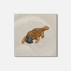 Platypus Animal 4'' X 4'' Square Wooden Coaster - Picture 1 of 3