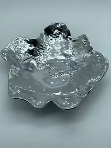 Mariposa Brillante 1997 Mexico Polished Aluminum Wave Beaded Pearl Serving Bowl - Picture 1 of 9